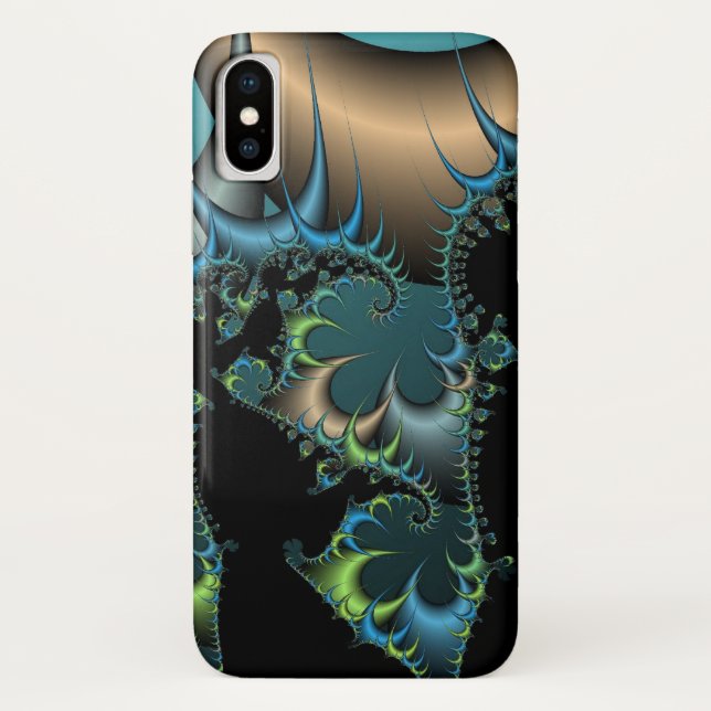Funda De Case-Mate Para iPhone Fractal azul y negro de Guay (Reverso)