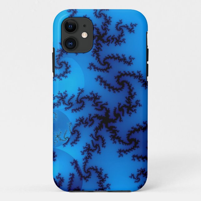 Funda De Case-Mate Para iPhone fractal de araña azul (Reverso)