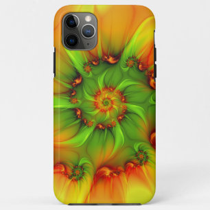 Funda Para iPhone 11 Pro Max Fractal de color verde verano caliente Naranja abs