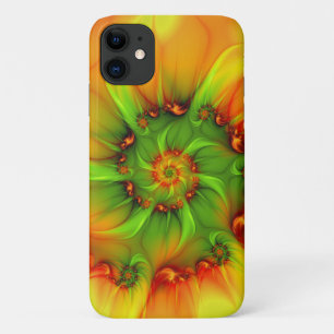 Funda Para iPhone 11 Fractal de color verde verano caliente Naranja abs