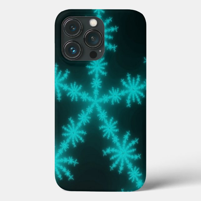 Funda De Case-Mate Para iPhone Fractal de copo de nieve cian (Reverso )