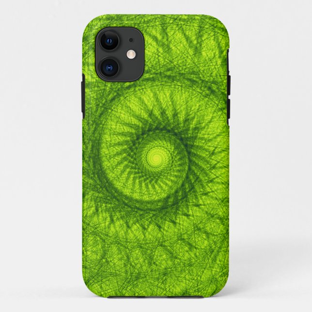 Funda De Case-Mate Para iPhone Fractal de espiral verde (Reverso)
