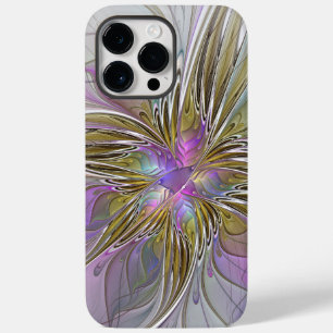 Funda Para iPhone 14 Pro Max De Case-Mate Fractal floral colorido con rosado y oro