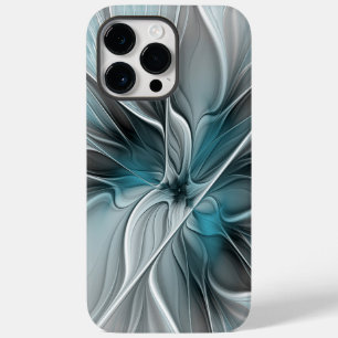 Funda Para iPhone 14 Pro Max De Case-Mate Fractal floral moderno abstracto flor azul gris