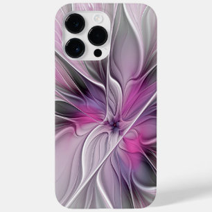 Funda Para iPhone 14 Pro Max De Case-Mate Fractal floral moderno abstracto flor rosa gris