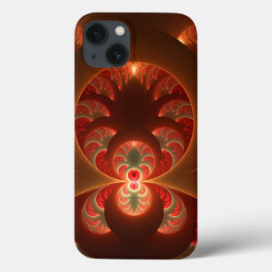 Funda Para iPhone 13 Fractal naranja rojo moderno abstracto luminoso
