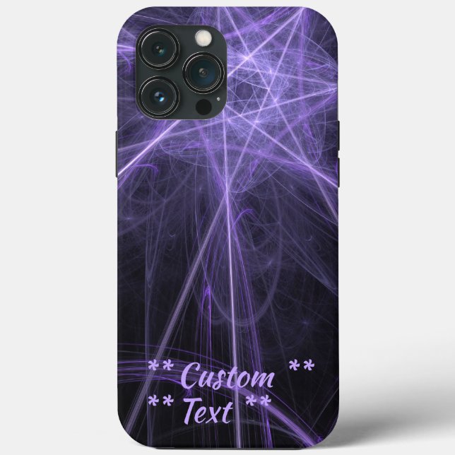 Funda De Case-Mate Para iPhone Fractal púrpura con texto Personalizado (Reverso )