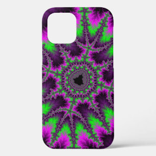 Funda Para iPhone 12 Fractal rosa, verde y púrpura