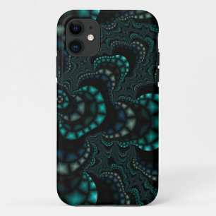 Funda Para iPhone 11 fractal verde azulado