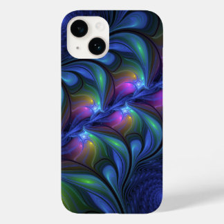 Funda Para iPhone 14 De Case-Mate Fractal verde rosa azul luminoso colorido abstract