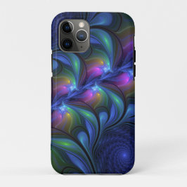 Funda Para iPhone 11 Pro Fractal verde rosa azul luminoso colorido abstract