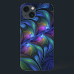 Funda Para iPhone 13 Fractal verde rosa azul luminoso colorido abstract<br><div class="desc">Arte fractal,  moderno,  abstracto y luminoso. Diseño para tu estuche de teléfono y más.</div>