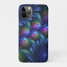 Funda Para iPhone 11 Pro Fractal verde rosa azul luminoso colorido abstract