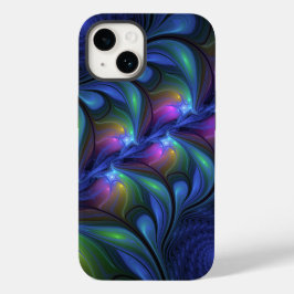 Funda Para iPhone 14 De Case-Mate Fractal verde rosa azul luminoso colorido abstract