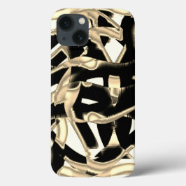 Funda Para iPhone 13 Fragmentos o cintas negras y beige destruidos en b