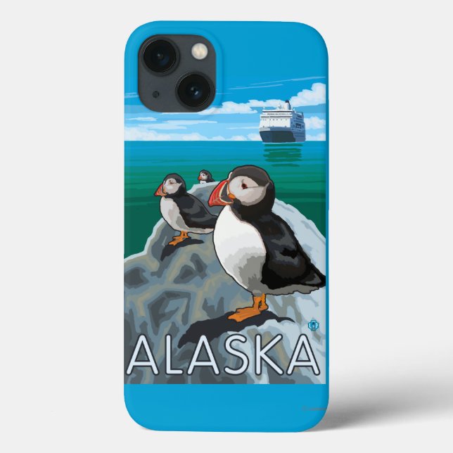 Funda De Case-Mate Para iPhone Frailecillos que miran un barco de cruceros (Reverso)