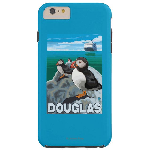 Funda De Case-Mate Para iPhone Frailecillos y barco de cruceros - Douglas, Alaska (Reverso)