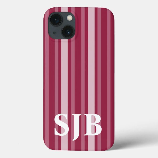 Funda De Case-Mate Para iPhone Frambuesa victoriana con monograma (Reverso)