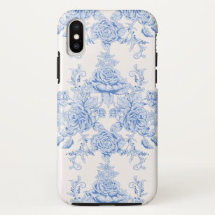Funda Para iPhone X Francés, chic, vintage, azul pálido, blanco,país