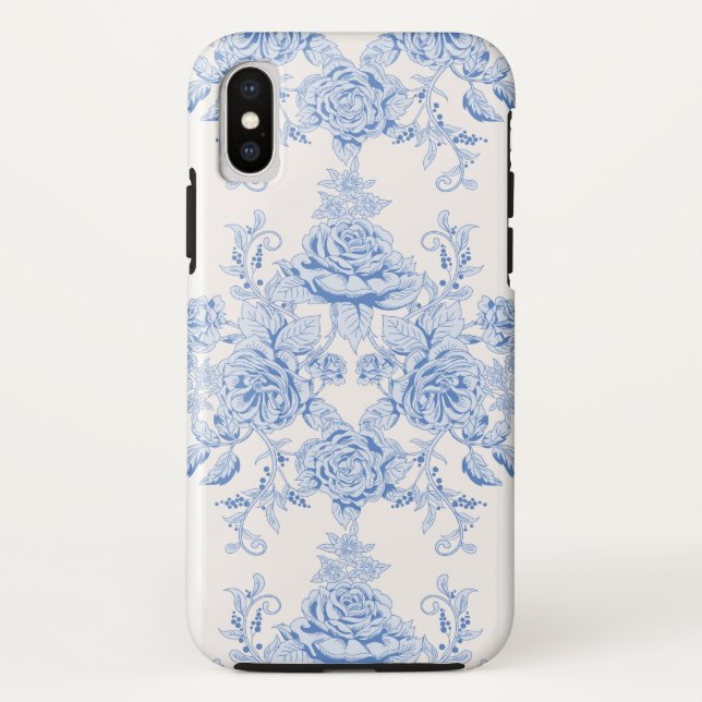 Funda De Case-Mate Para iPhone Francés, chic, vintage, azul pálido, blanco,país (Reverso)
