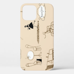 Funda Para iPhone 12 Francés rosado: Diseño de patrones de Moda.