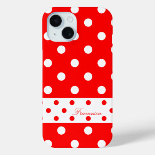 Funda Para iPhone 15 Francesca - Cute puntos de polka - cubierta roja p