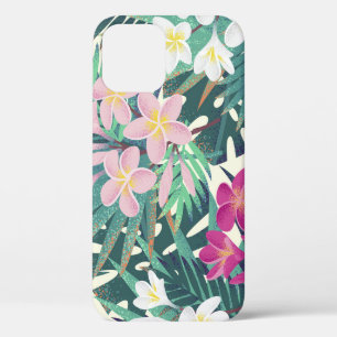 Funda Para iPhone 12 Frangipani Tropical: Vintage rosa-blanco.