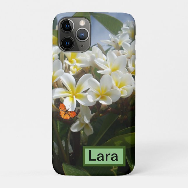 Funda De Case-Mate Para iPhone Frangipanis con mariposa, personalizada (Reverso)