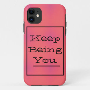 Funda Para iPhone 11 Frase "Sigue siendo tú", rosa primaveral y púrpura