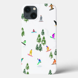 Funda Para iPhone 13 Freeride Snowboarder Ilustracion Snowboarding