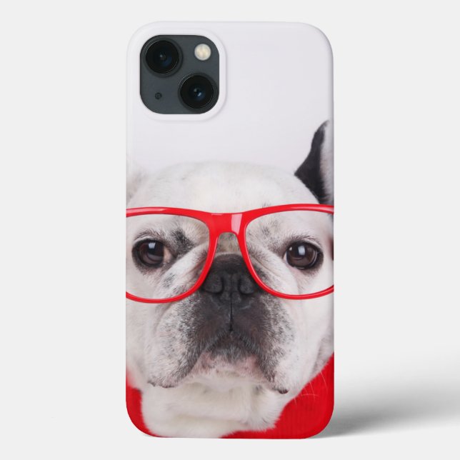 Funda De Case-Mate Para iPhone French Bulldog with Glasses and Shirt (Reverso)