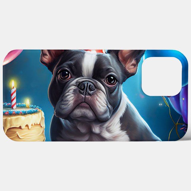 Funda De Case-Mate Para iPhone Frenchie Birthday Bash: Un lindo Bulldog francés (Reverso  (Horizontal))