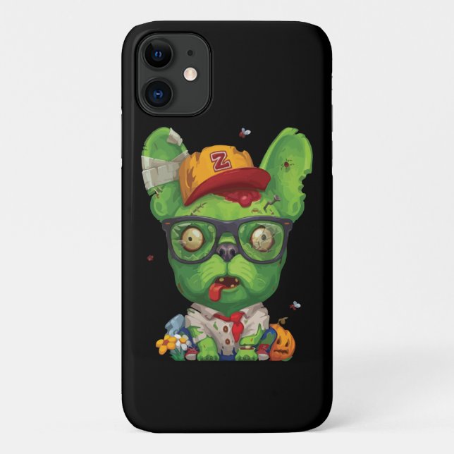 Funda De Case-Mate Para iPhone Frenchie Gift | Bulldog francés zombi (Reverso)