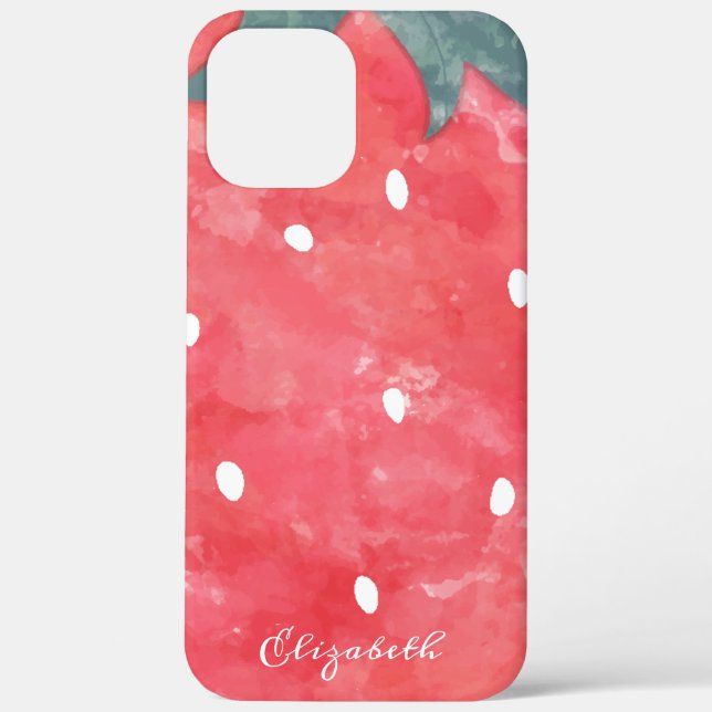 Funda De Case-Mate Para iPhone Fresa Adorable en Acuarela (Reverso )