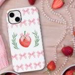 Funda Para iPhone 14 Plus De Case-Mate Fresa Perrito Rosa Gingham Bows Laurel Wreath<br><div class="desc">Estuche de iphone con estética de coqueta preppy en rosa y blanco. El diseño presenta una fresa con arco de gingham rosa, enmarcada con una corona de laurel de estilo logo y bordes de patrones de arcos rosados para coincidir con el logo de fresa. Diseñado para el iPhone 14 Plus...</div>