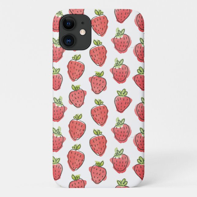 Funda De Case-Mate Para iPhone Fresas acuarelas (Reverso)