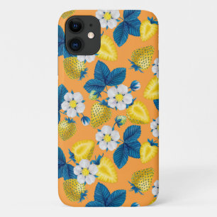 Funda Para iPhone 11 Fresas amarillas en naranja