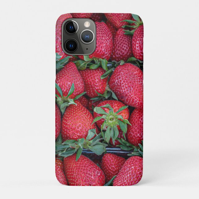 Funda De Case-Mate Para iPhone Fresas con hojas verdes (Reverso)