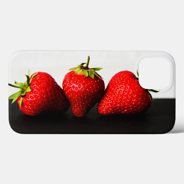 Funda De Case-Mate Para iPhone Fresas En Blanco Sobre Iphcna Negra (Reverso (Horizontal))