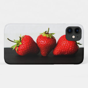 Funda Para iPhone 11 Fresas En Blanco Sobre Iphcna Negra