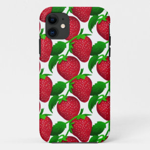 Funda Para iPhone 11 Fresas en el patrón de fondo blanco
