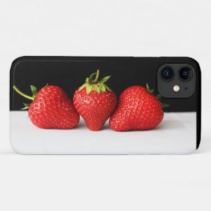 Funda Para iPhone 11 Fresas En Negro Sobre Iphcna Blanca