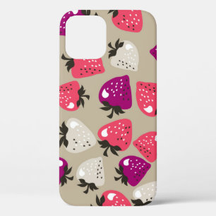 Funda Para iPhone 12 Fresas Ingenuas: fondo beige impecable.