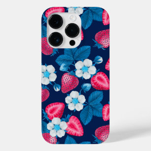 Funda Para iPhone 14 Pro De Case-Mate Fresas rosas en azul