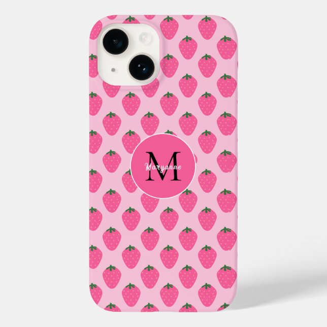 Funda De Case-Mate Para iPhone Fresas rosas, lindas personalizadas (Reverso )