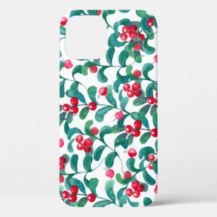 Funda Para iPhone 12 Fresas silvestres acuáticas, patrón sin costuras.
