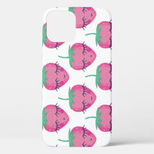 Funda Para iPhone 12 Fresas sonrientes para dormir, lindo patrón.