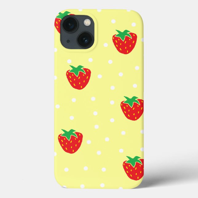 Funda De Case-Mate Para iPhone Fresas y amarillo de los lunares (Reverso)