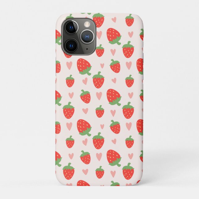 Funda De Case-Mate Para iPhone Fresas y corazones dulces (Reverso)