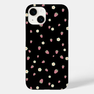 Funda Para iPhone 14 De Case-Mate Fresas y flores Patrón negro